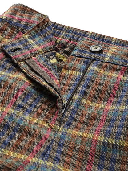 Women's Multicolor Jacquard Check Tapered Pants