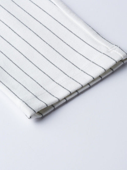 Women's White Side Zipper Striped Jeggings