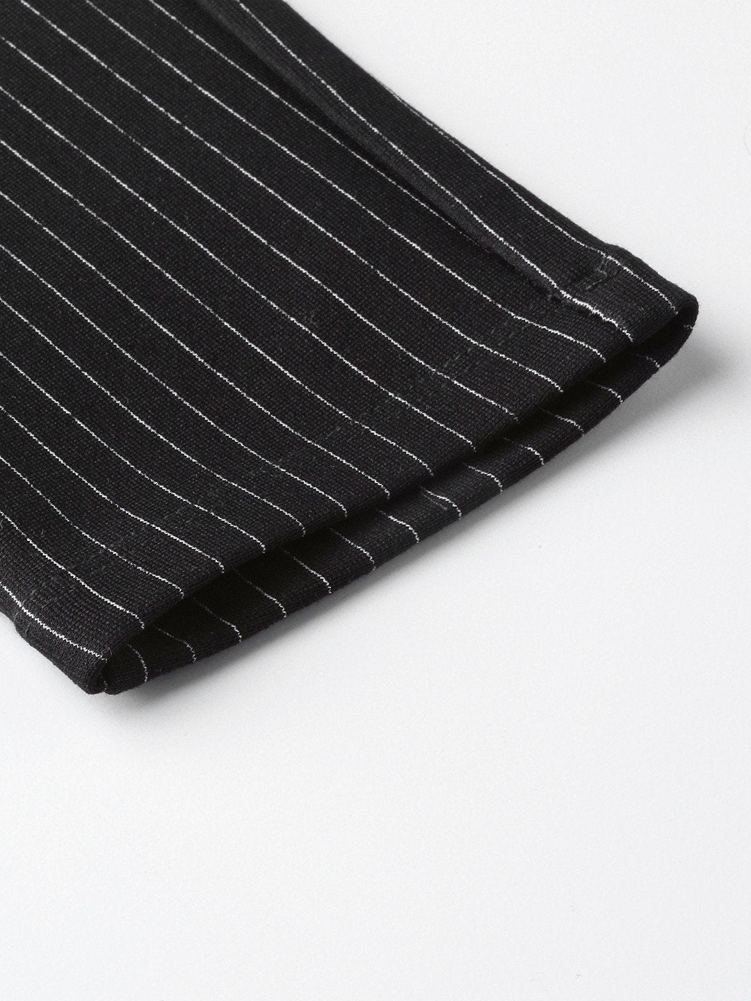 Women's Black High Waist Show Elastic Striped Jeggings