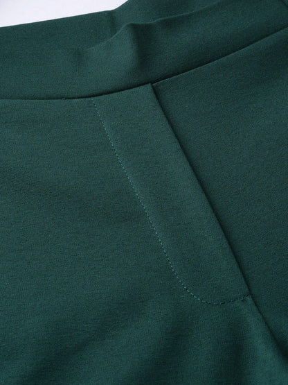 Women's Green Mock Fly Jeggings