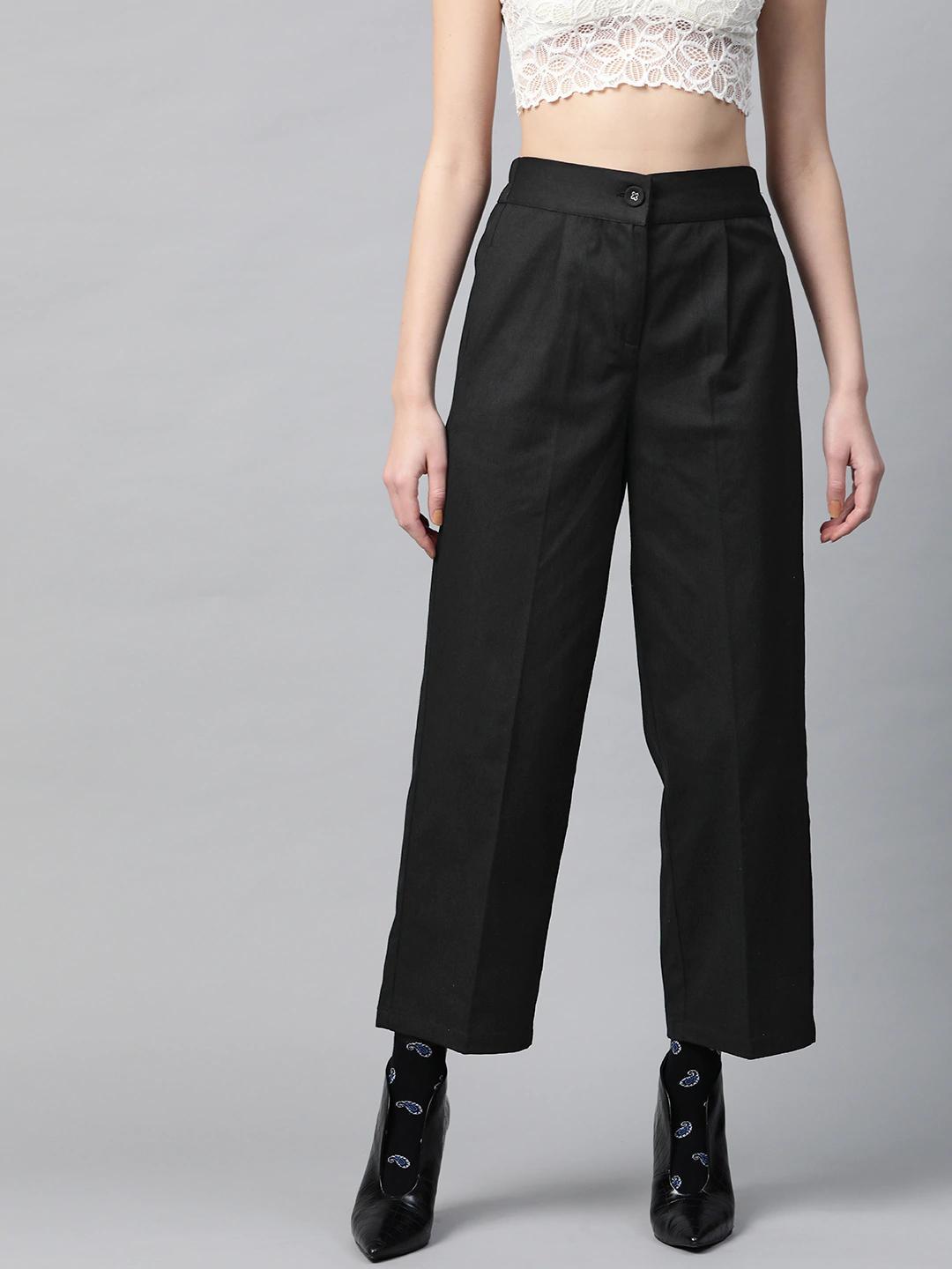 Women's Black Twill Tapered Pants
