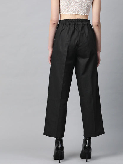Women's Black Twill Tapered Pants