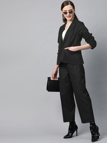 Women's Black Twill Tapered Pants