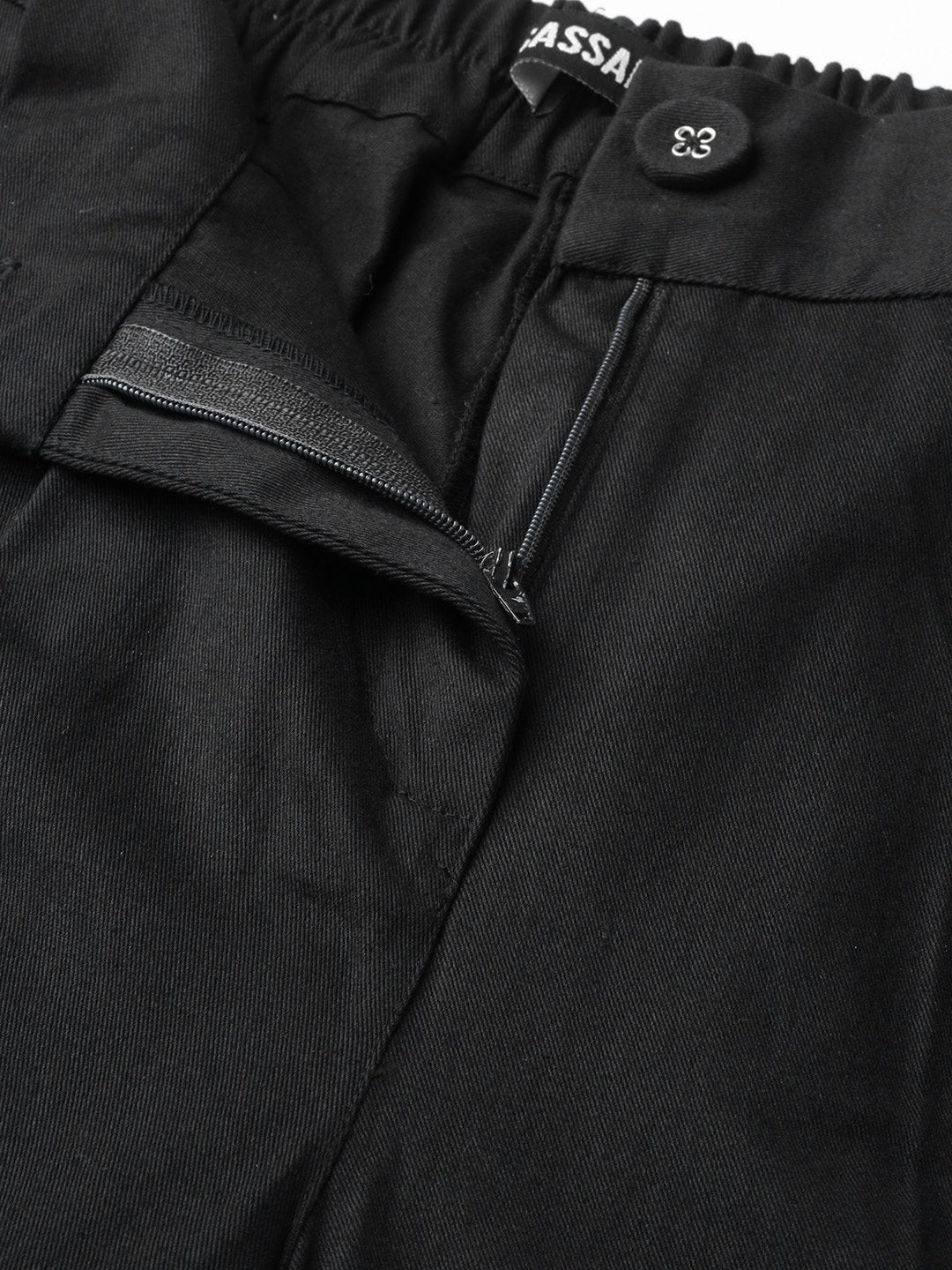 Women's Black Twill Tapered Pants