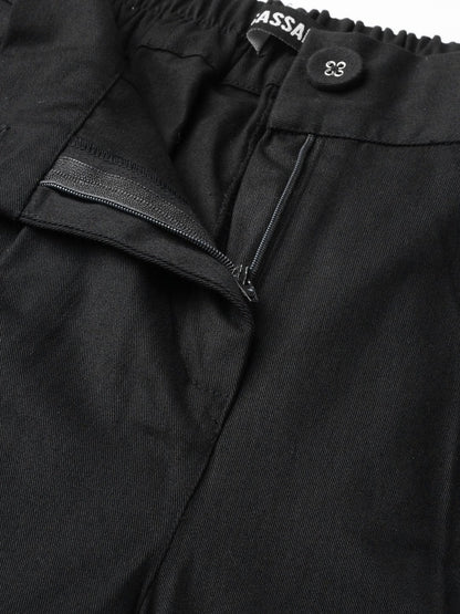 Women's Black Twill Tapered Pants