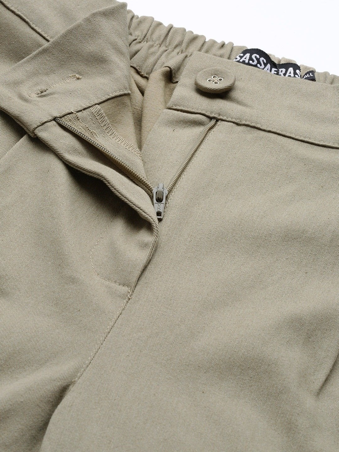 Women's Beige Twill Tapered Pants