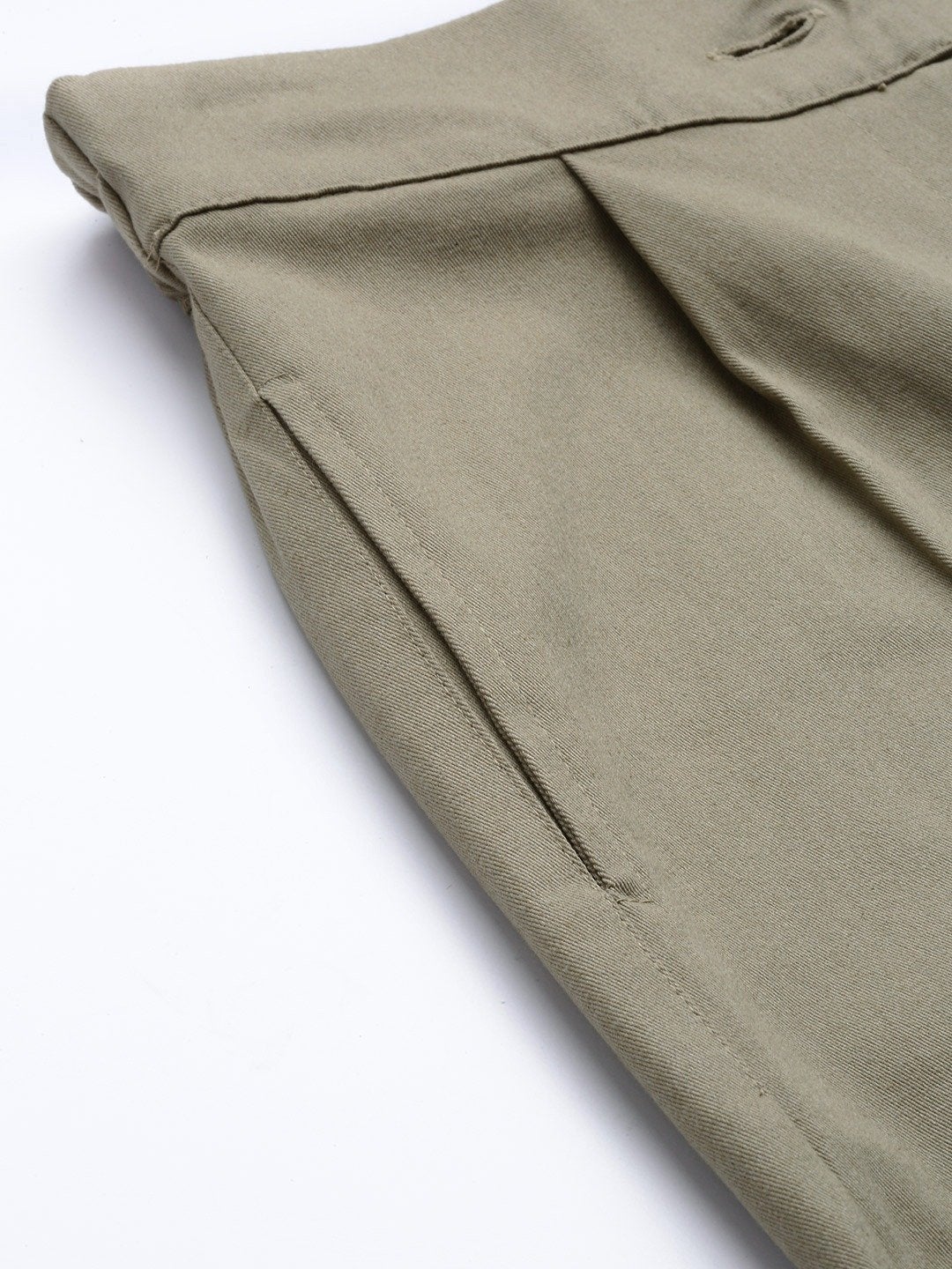 Women's Beige Twill Tapered Pants