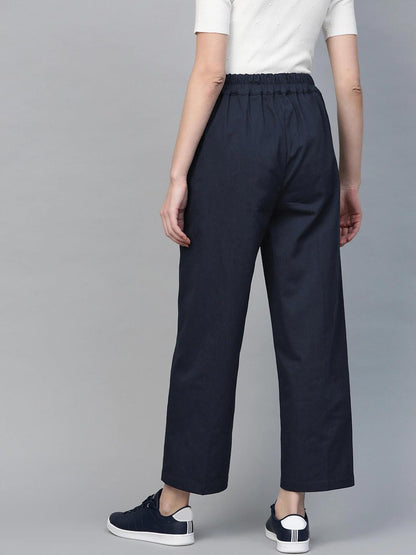 Women's Navy Twill Tapered Pants