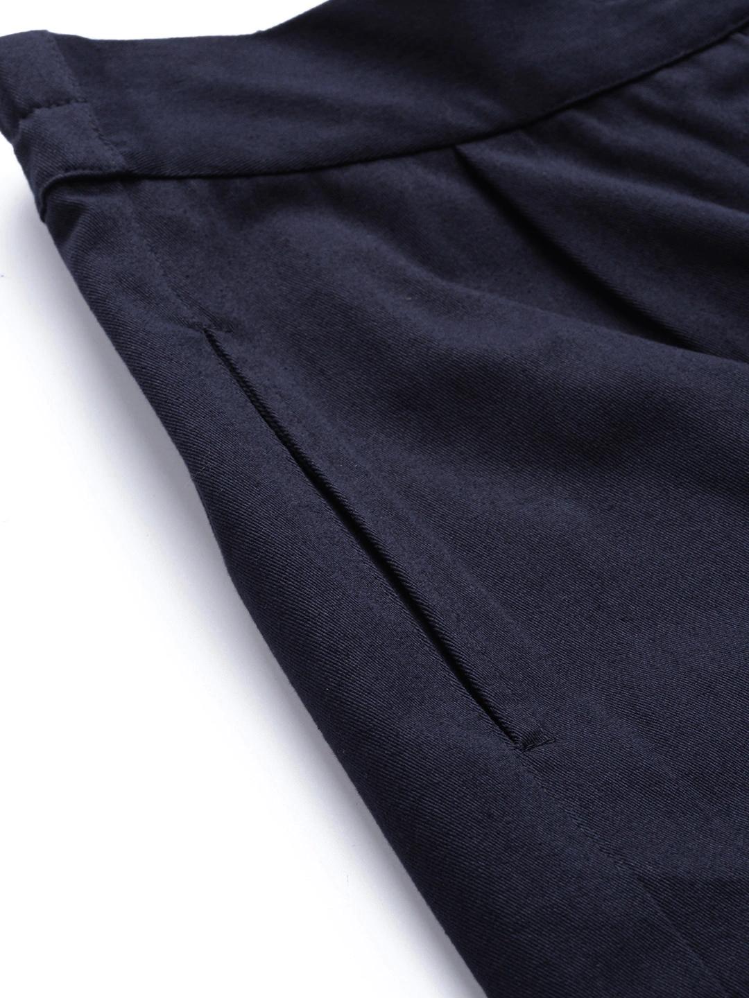 Women's Navy Twill Tapered Pants