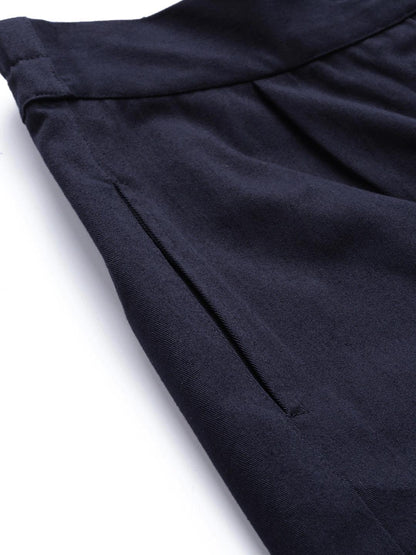 Women's Navy Twill Tapered Pants