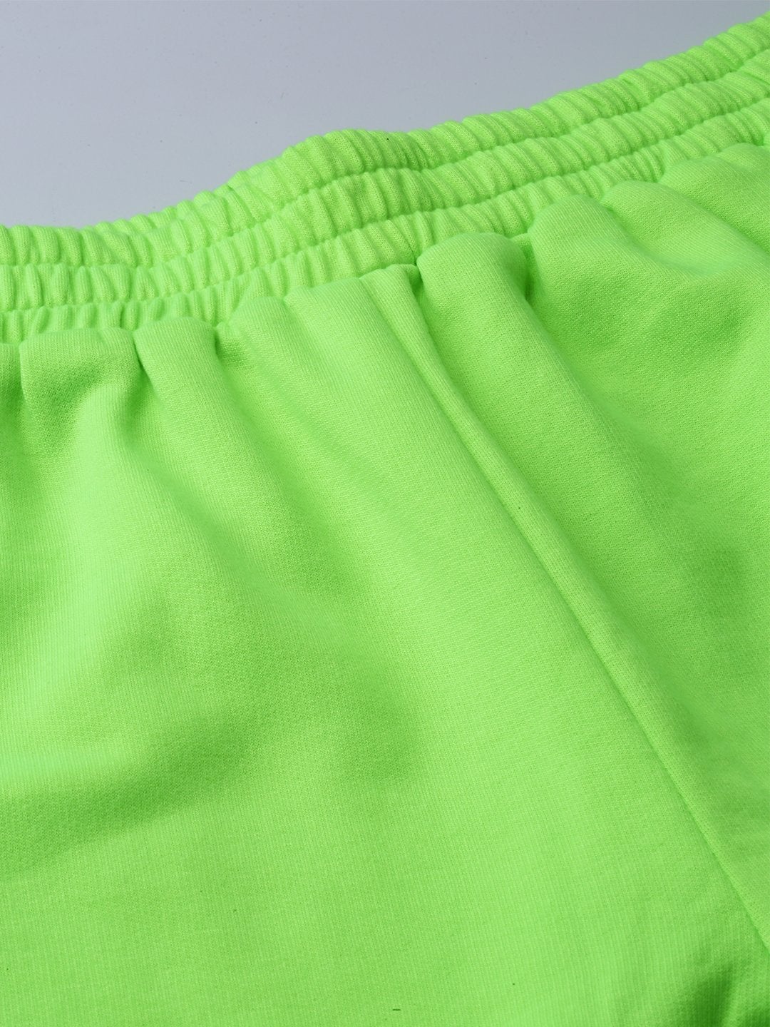 Women's Neon Green Side Slit Fleece Jogger Pants