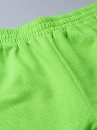 Women's Neon Green Side Slit Fleece Jogger Pants