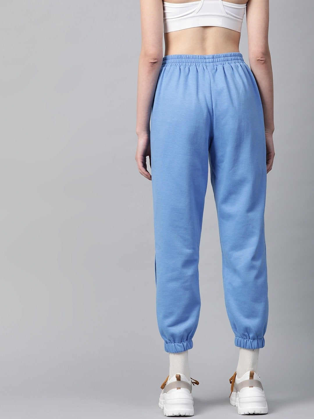 Women's Blue Side Slit Fleece Jogger Pants