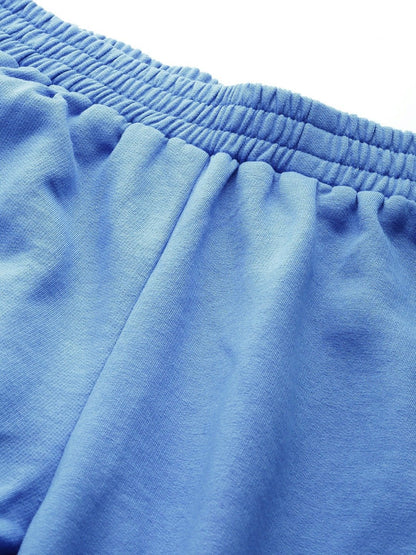 Women's Blue Side Slit Fleece Jogger Pants