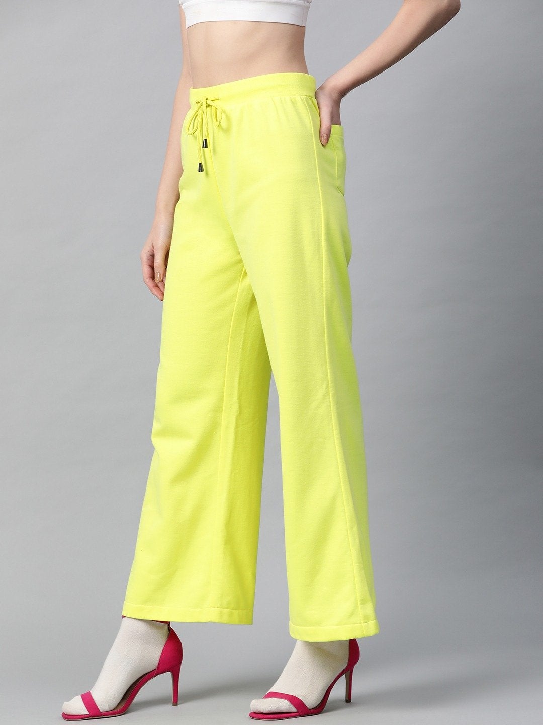 Women's Yellow Flared Sweat Pants