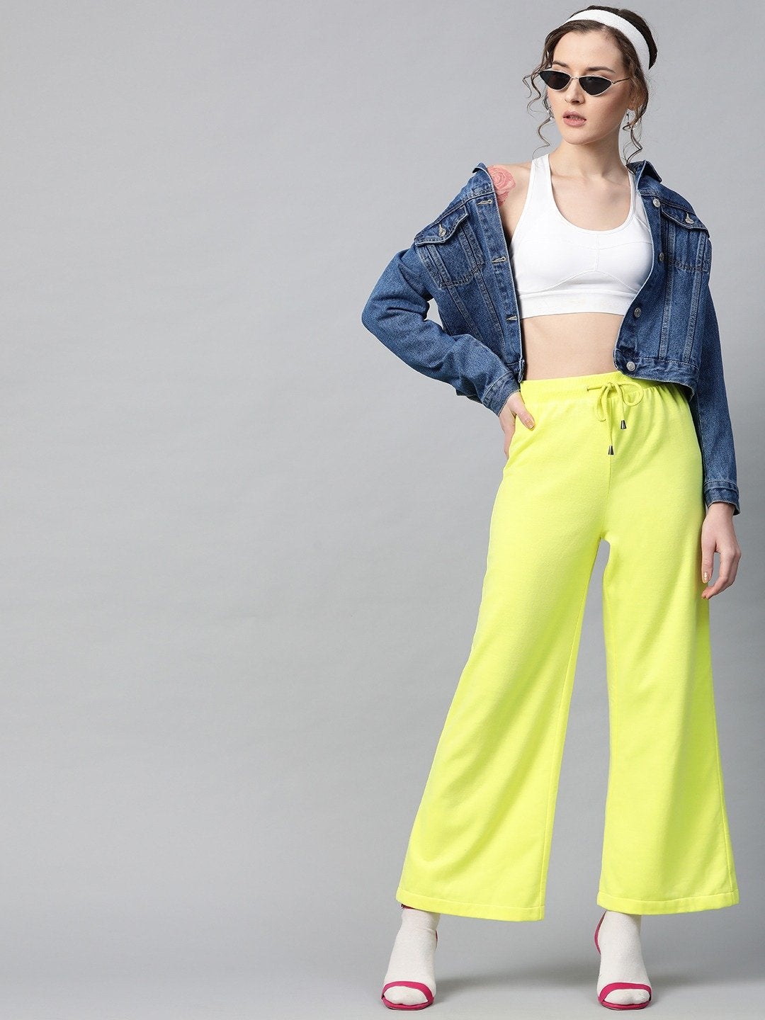 Women's Yellow Flared Sweat Pants