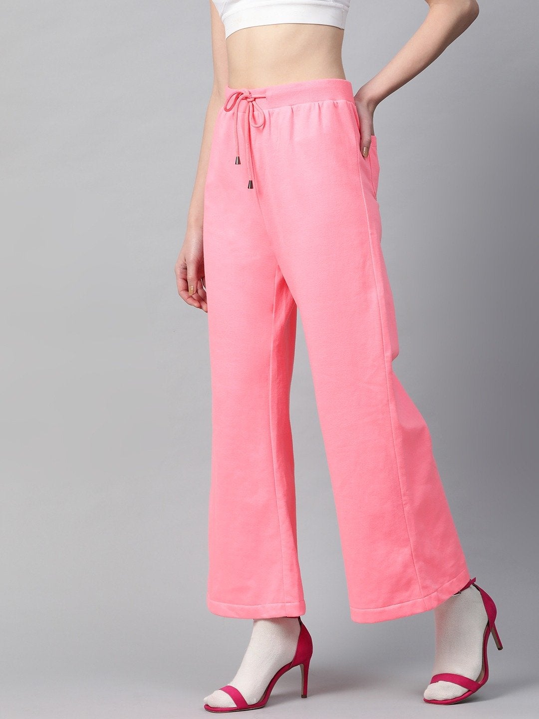 Women's Pink Flared Sweat Pants
