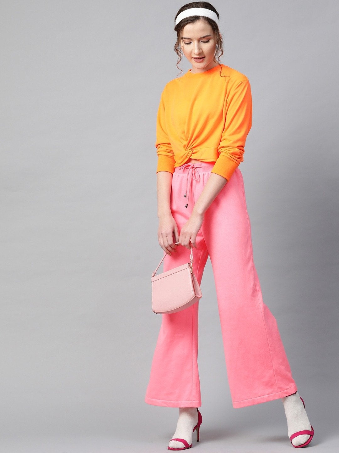 Women's Pink Flared Sweat Pants