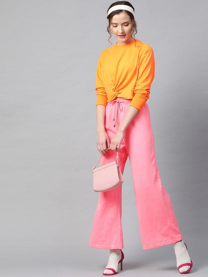 Women's Pink Flared Sweat Pants
