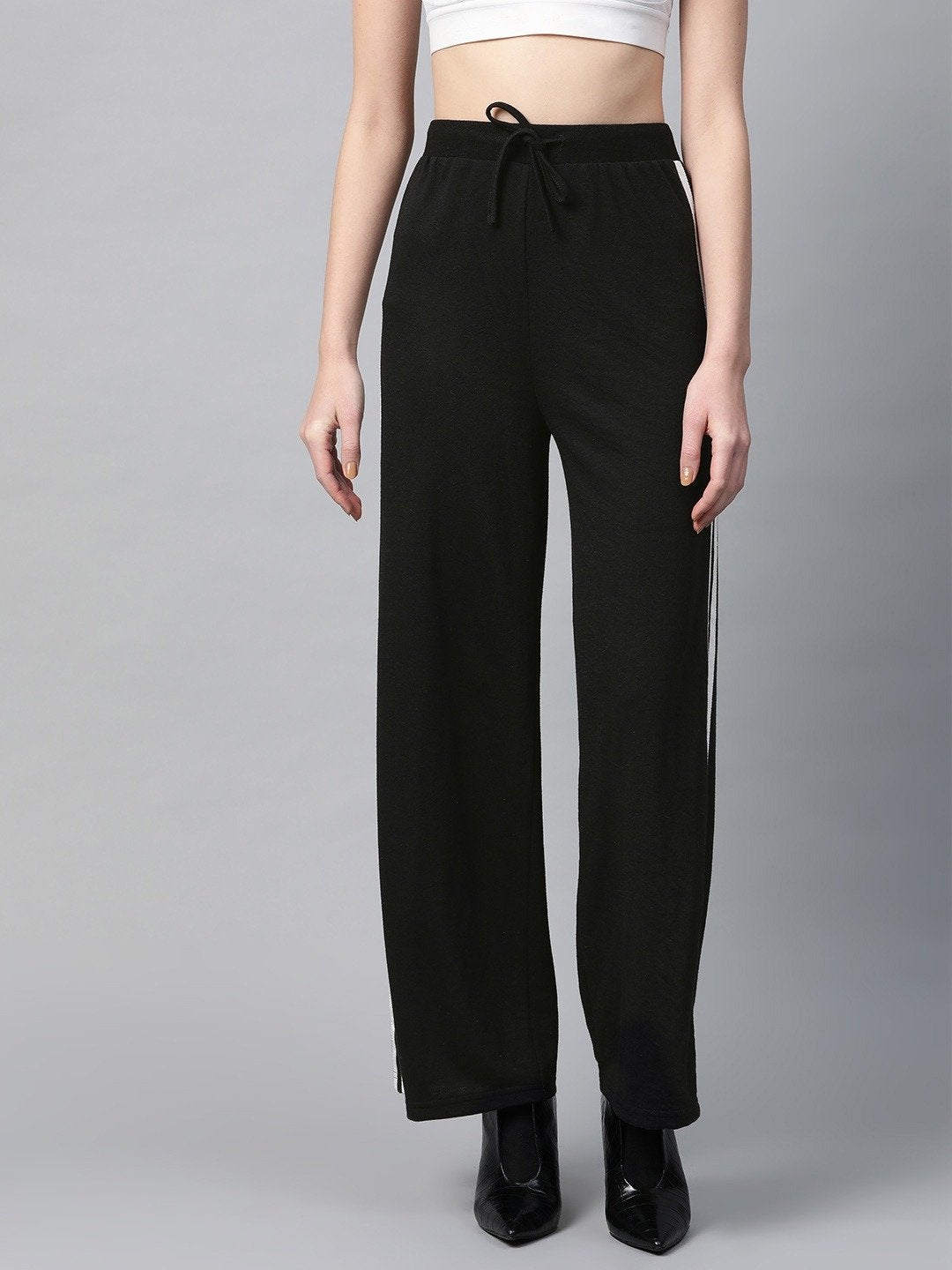 Women's Black Side Tape Flared Sweat Pants