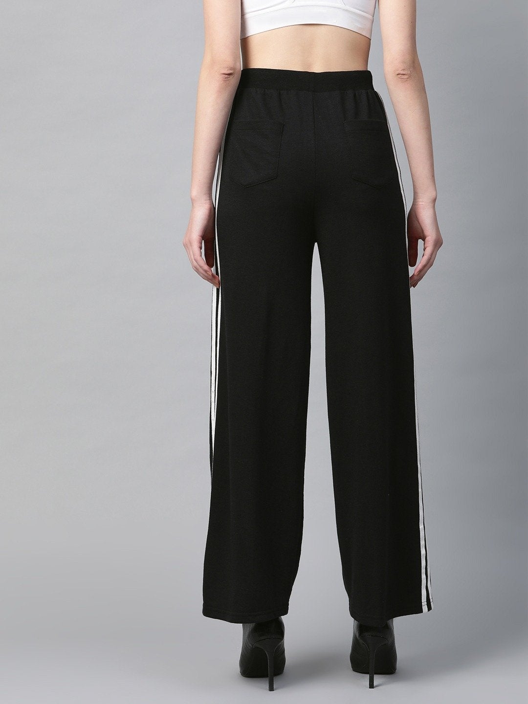 Women's Black Side Tape Flared Sweat Pants