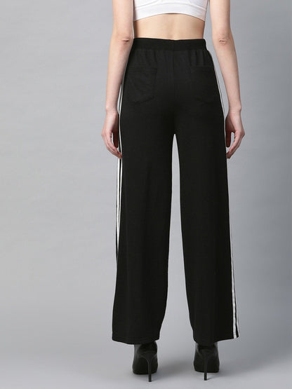 Women's Black Side Tape Flared Sweat Pants