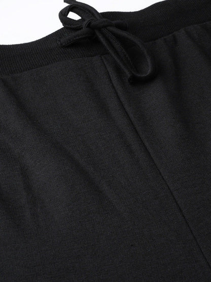 Women's Black Side Tape Flared Sweat Pants