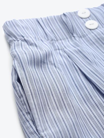 Women's Blue Stripes Tapered Pants