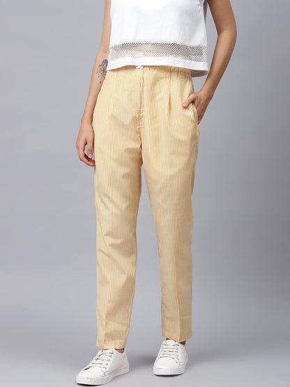 Women's Yellow Stripes Tapered Pants