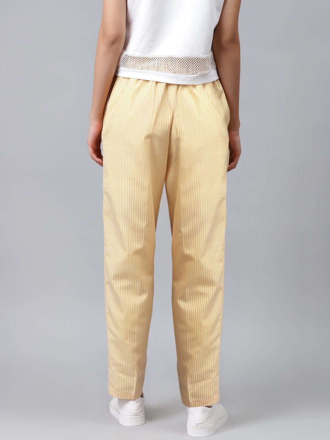 Women's Yellow Stripes Tapered Pants