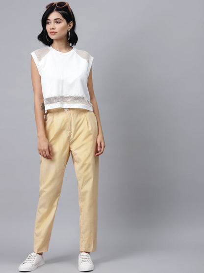 Women's Yellow Stripes Tapered Pants