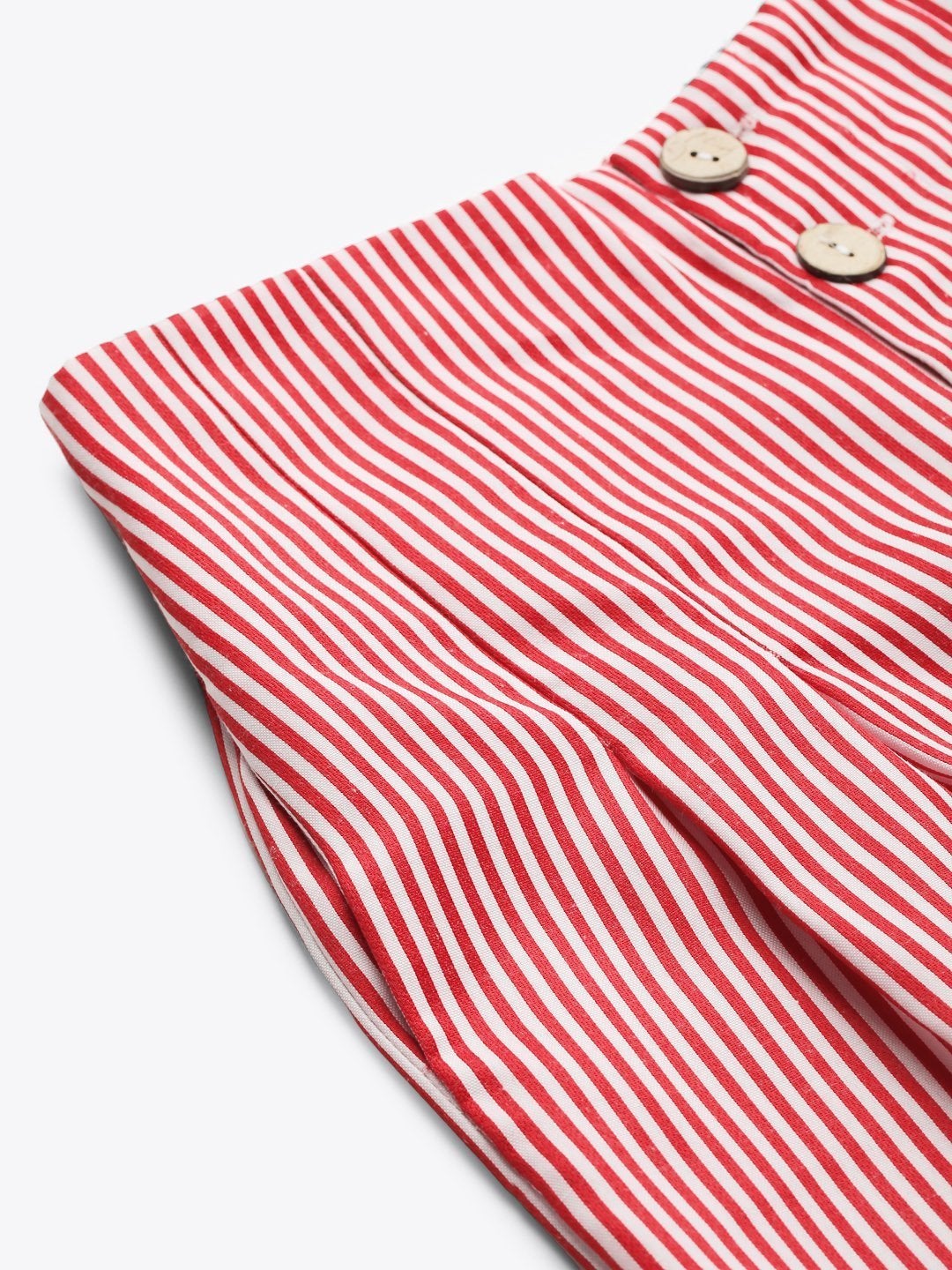 Women's Red Stripes Front Button Flared Pants