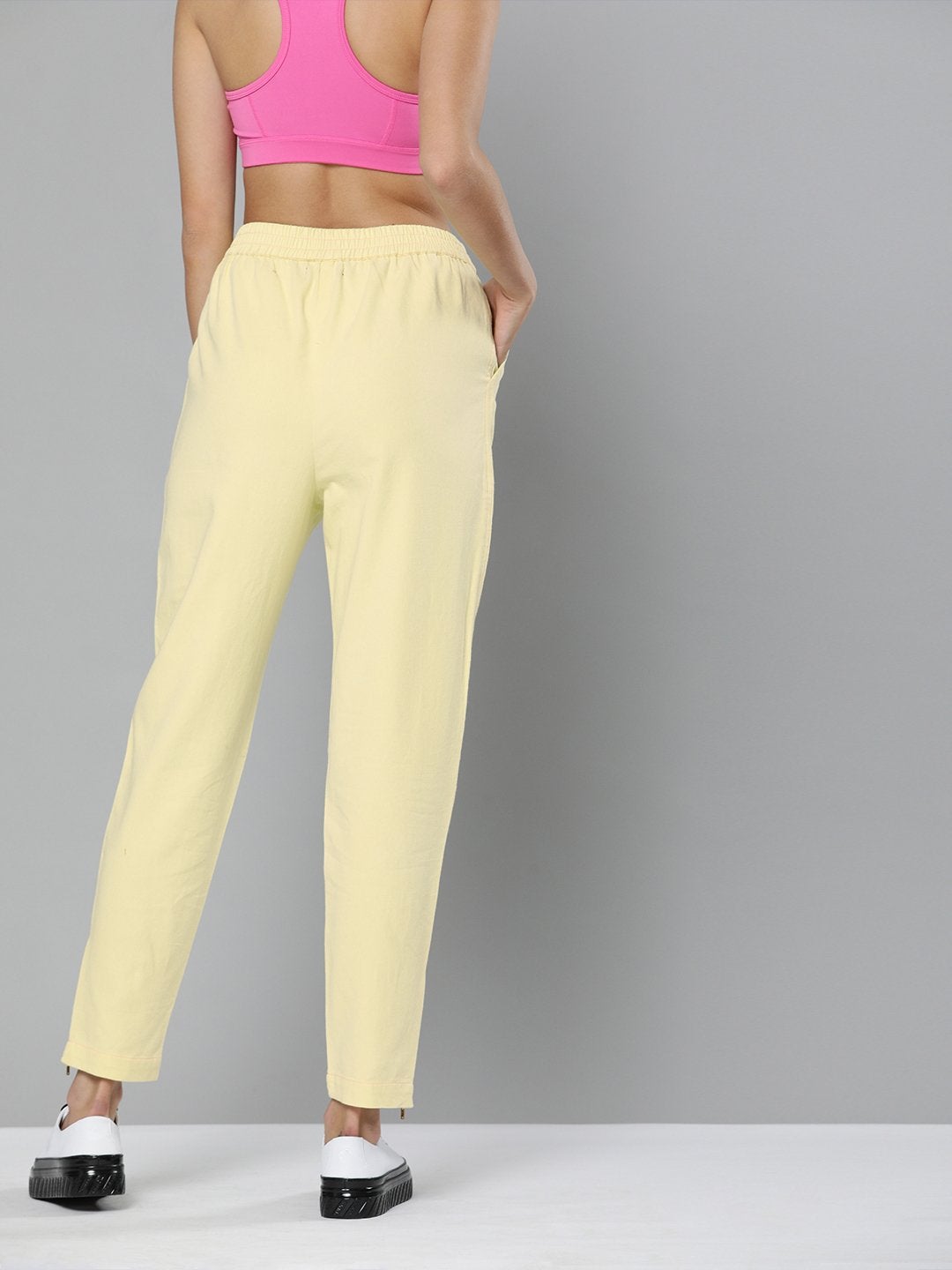 Women's Yellow Side Zipper Joggers