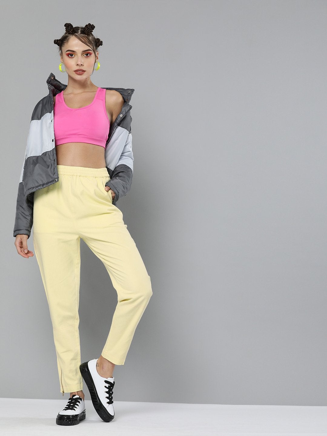Women's Yellow Side Zipper Joggers