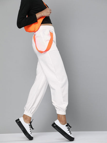Women's White Contrast Tape Detail Joggers