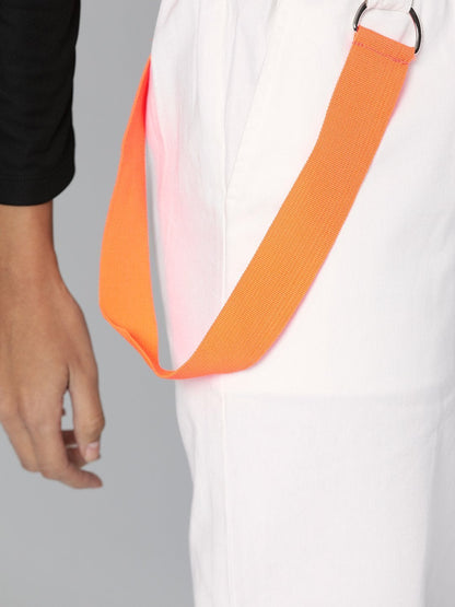 Women's White Contrast Tape Detail Joggers