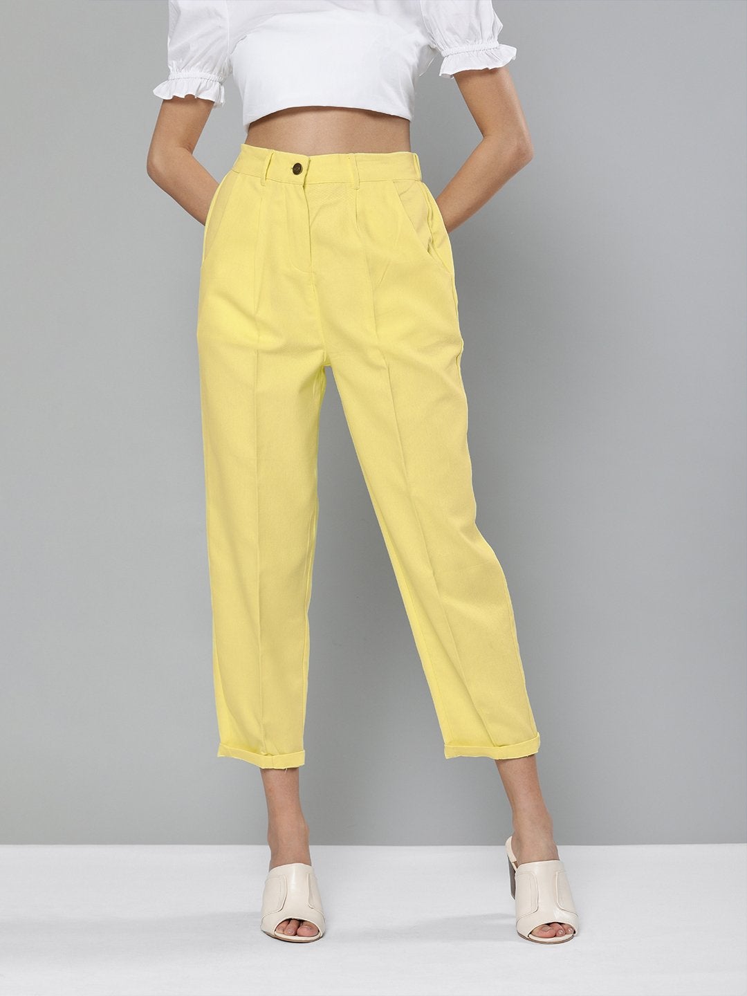 Women's Yellow Tapered Pants
