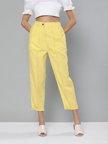 Women's Yellow Tapered Pants