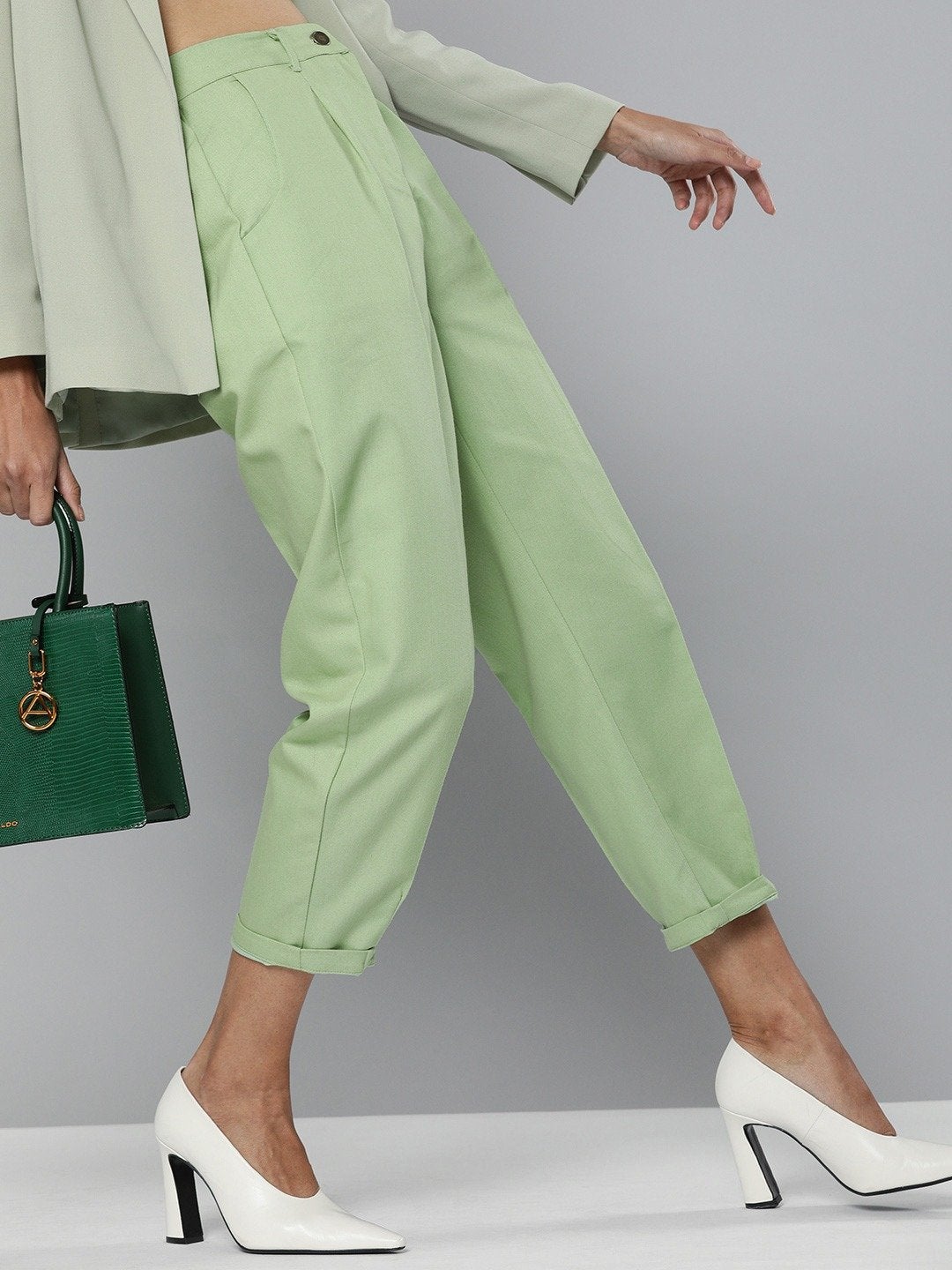 Women's Mint Green Tapered Pants