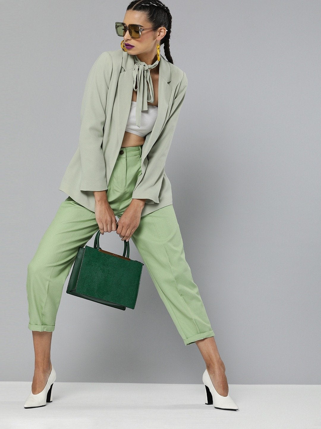 Women's Mint Green Tapered Pants