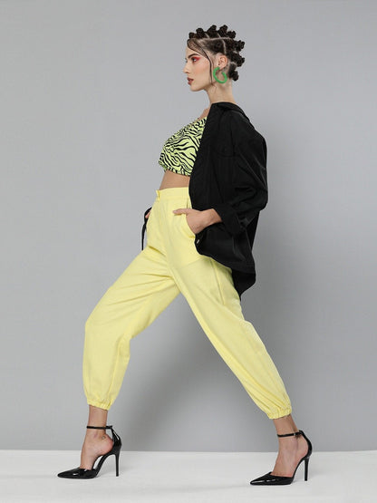 Women's Yellow Hip-Hop Streetwear Cargo Pants