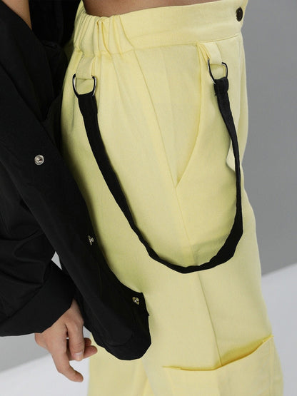 Women's Yellow Hip-Hop Streetwear Cargo Pants