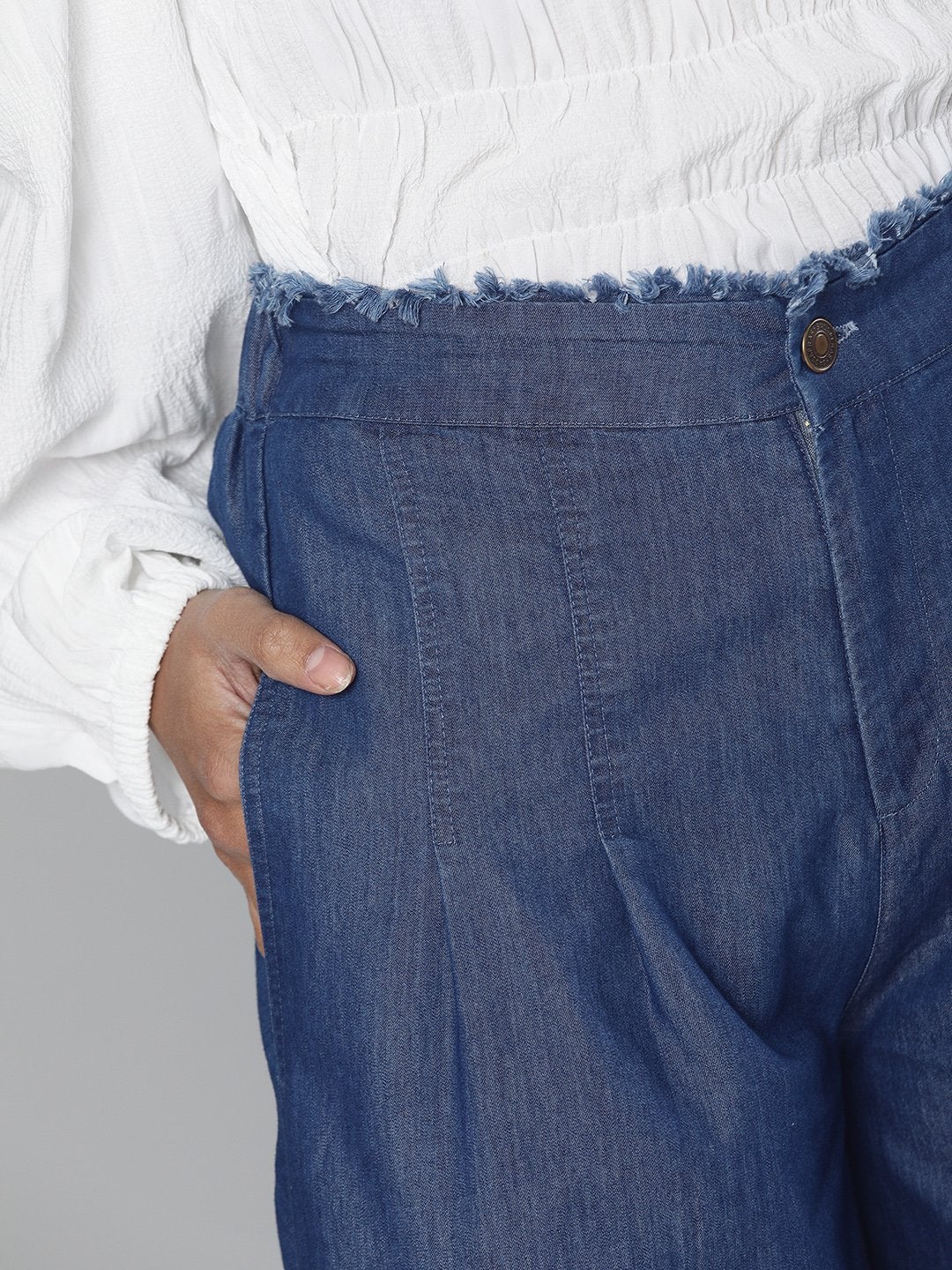 Women's Blue Wide Leg Flared Pants