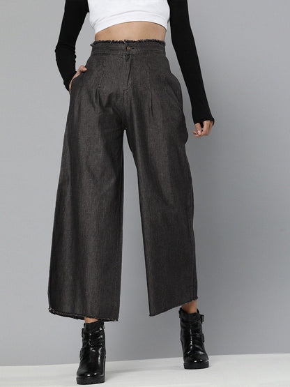 Women's Black Wide Leg Flared Pants