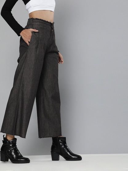Women's Black Wide Leg Flared Pants