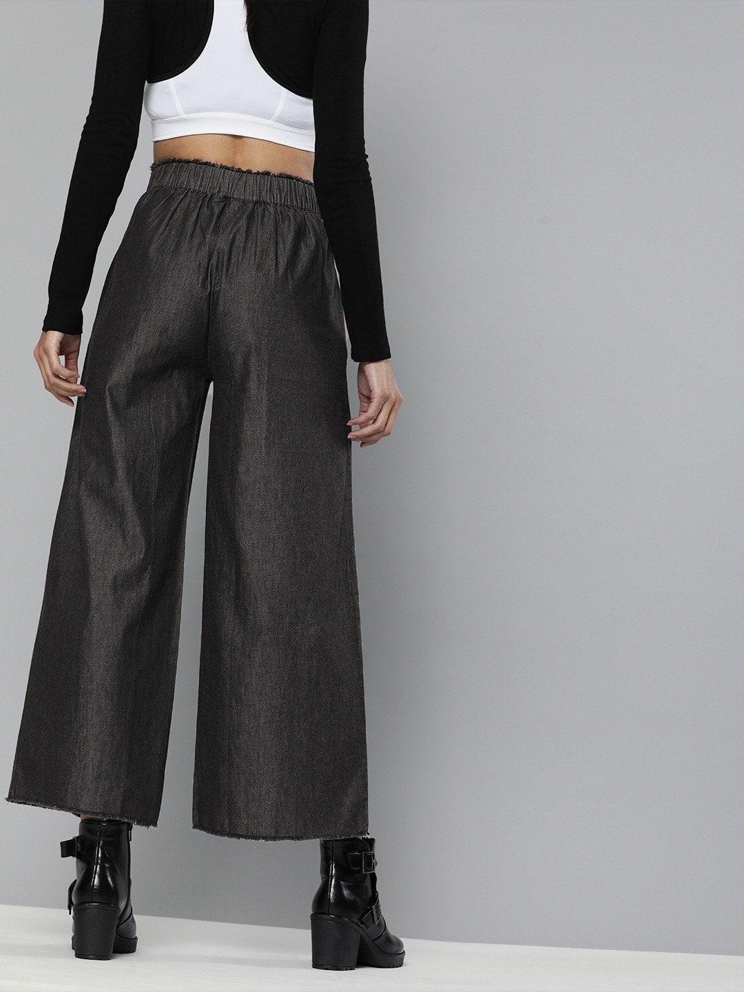 Women's Black Wide Leg Flared Pants