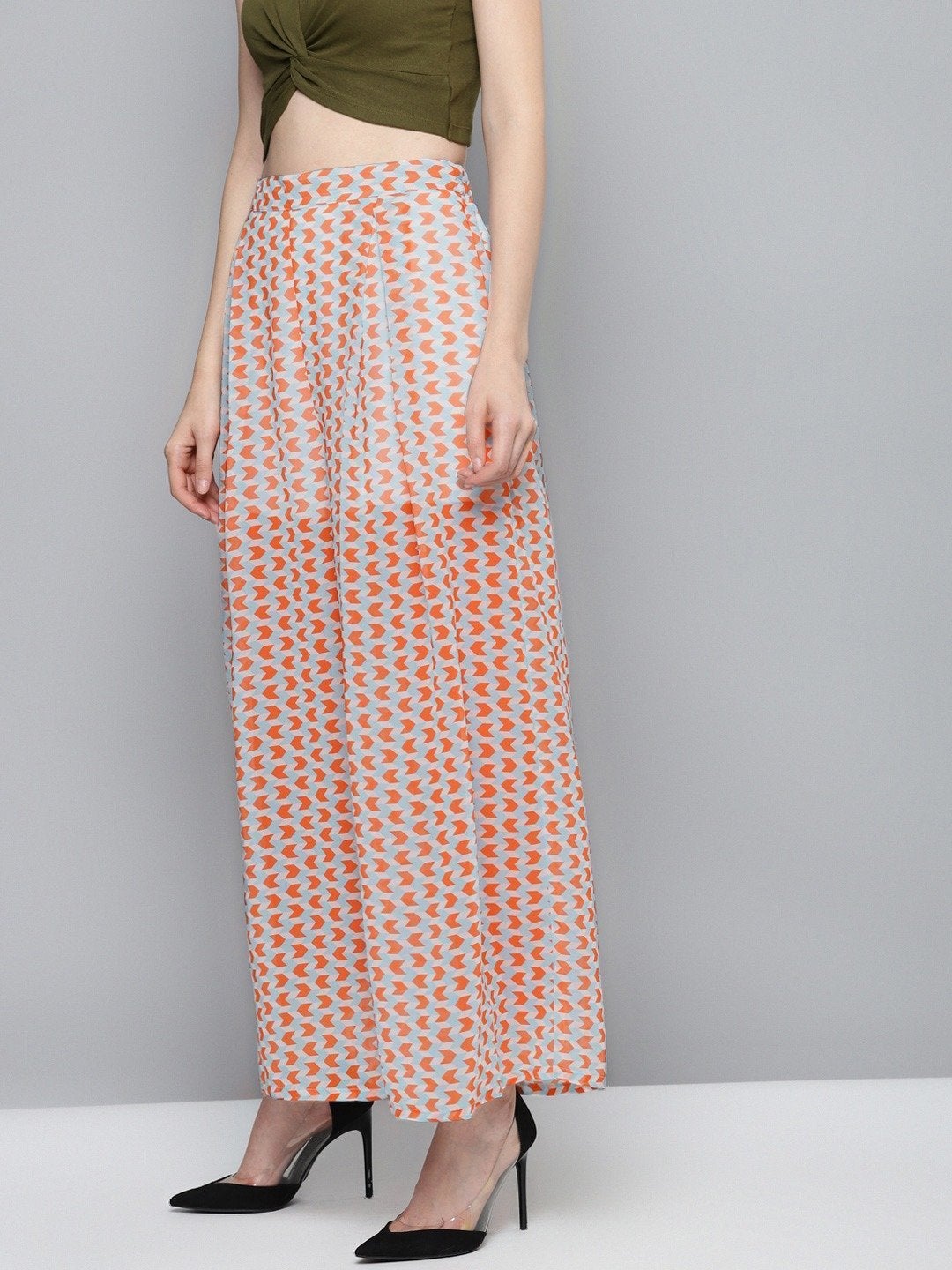 Women's Orange Arrow Print Palazzo Pants