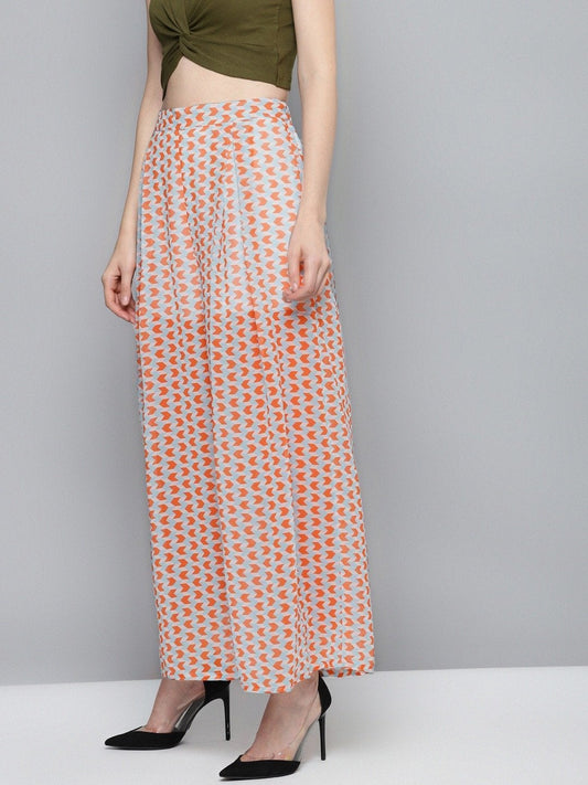Women's Orange Arrow Print Palazzo Pants