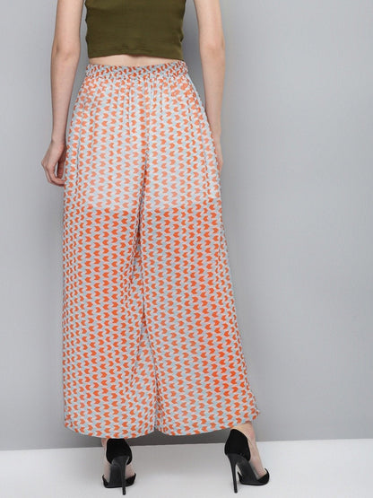 Women's Orange Arrow Print Palazzo Pants