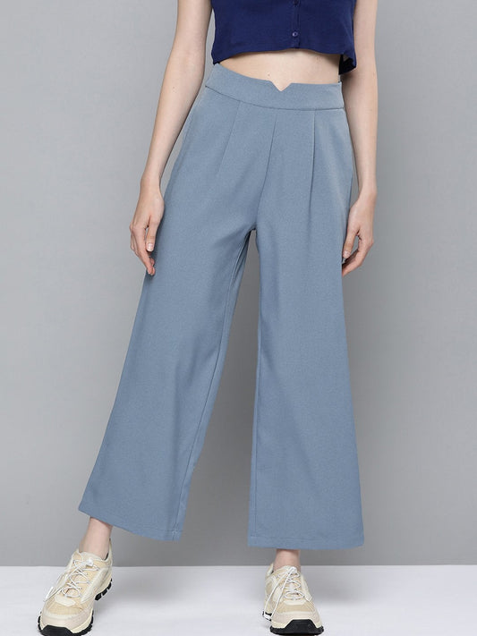 Women's Blue Flared Palazzo Pants